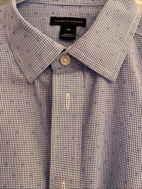 Tommy Hilfiger Blue and White Micro Check Dress Shirt